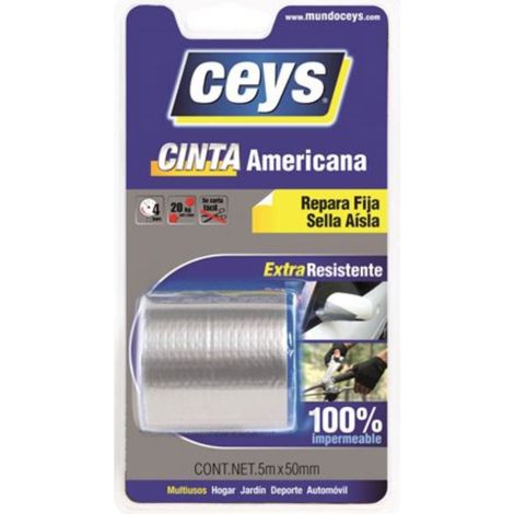 Cinta americana plata Ceys blister 5mx50 mm.