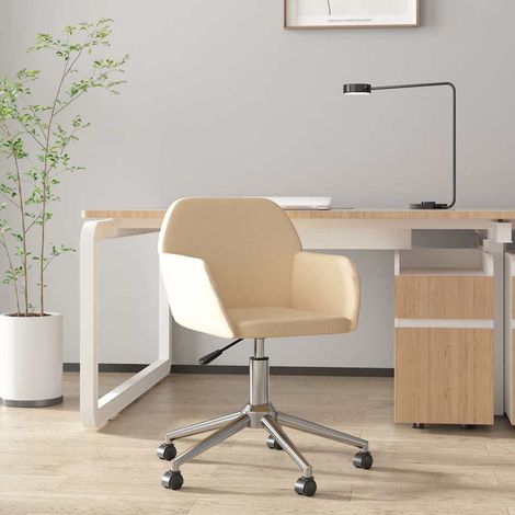 vidaXL Silla de oficina giratoria tela color crema (1/4)