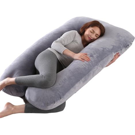 Oreiller de grossesse, oreiller en forme de U amovible et lavable, grand coussin, oreiller lombaire (1/5)