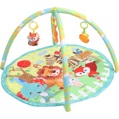 Tapis d'éveil pour bébé avec jouets, tapis de jeu rond combiné, tapis de jeu pour nourrissons favorisant l'éveil et l'interaction. (1/5)