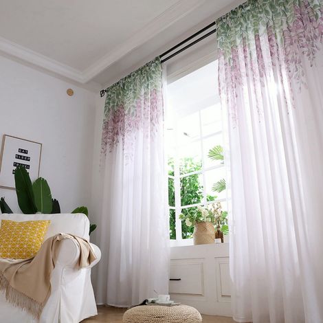 Rideaux en polyester, cantonnières en voile, décoration pour chambre et salon (violet) (1/5)