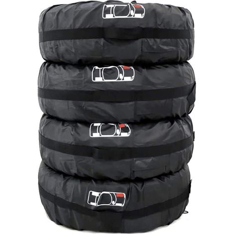 Lot de 4 sacs à pneus de voiture étanches avec poignée - Protection des pneus - Convient pour les pneus de voiture de 13 à 17 pouces - Tissu Oxford 210D - Diamètre : 66 cm