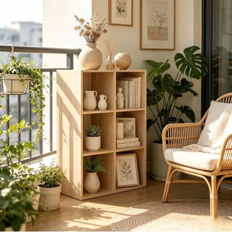Modulares Würfelregal mit 6 Fächern 59,6 x 89 x 29 cm in Eichenoptik (1/5)