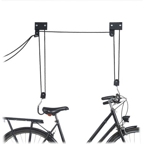 Fahrradträger zur Deckenmontage, 57 kg Tragkraft, Haken, Bremsseil, Kabelzug, Kajak, Fahrradlift, Schwarz