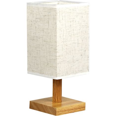 Lampe de Table rétro en bois naturel pour chambre à coucher, veilleuse décorative carrée en tissu, abat-jour USB Plug and Play pour l'étude