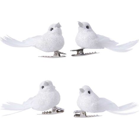 Decoro natale uccellino con clip bianco