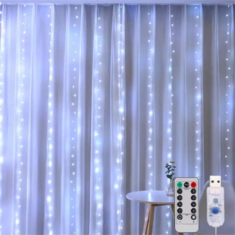 Jiajia AI, Guirlande Lumineuse Rideau 3Mx3M 300LED USB Rideau Lumineux pour jardin, terrasse et extérieur (1/4)