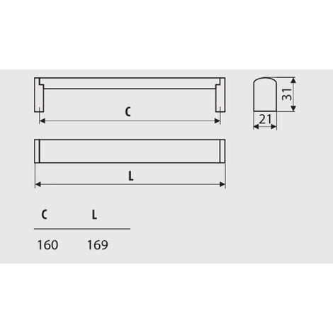 Rail RE21, or brossé, nickel brossé, 160 mm