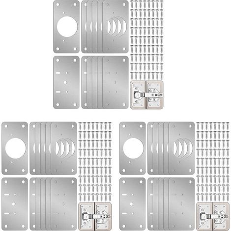 Paquete de 36 kits de reparación de bisagras: placa de reparación de bisagras para puertas de armarios, placa de fijación de bisagras para armarios de cocina y puertas de taquillas.