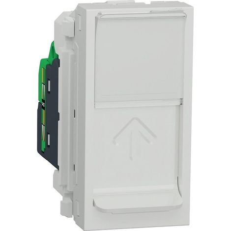 Prise RJ45 simple Cat 6 FTP 2 modules blanc Unica