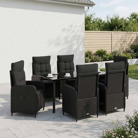 vidaXL Sofa-Tischset 7 pcs PE Rattan und pulverbeschichteter Stahl (1/5)