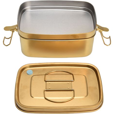1,5-Liter-Lunchbox aus Edelstahl 304, doppelwandig, Bento-Box, Metallgeschirr, Gold (1/5)