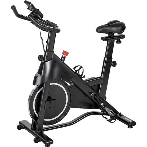 Vélo d'appartement, résistance magnétique réglable, écran LCD, selle confortable, 108 x 51 x 116 cm, blanc