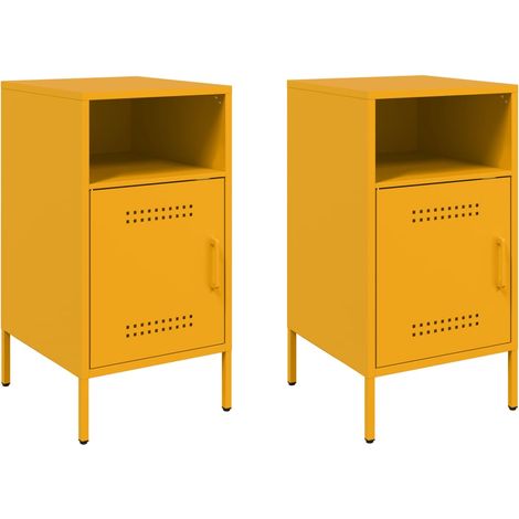 Maison Exclusive - Nachttische 2 Stk. Senfgelb 36x39x68 cm Stahl