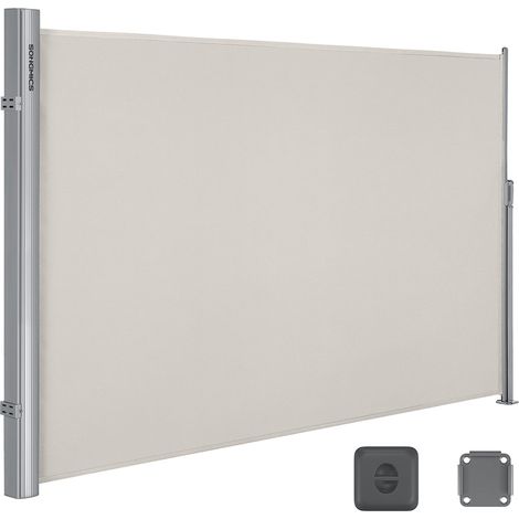 Store latéral brise-vue flexible extérieur 180 x 350 cm protection contre le vent et soleil finition élégante en aluminium beige (1/2)