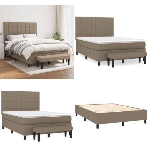 Sommier à lattes de lit avec matelas Taupe 140x200 cm Tissu - Lit Plateforme - Lit Double - Matelas Ressorts Ensachés - Literie Taupe - Meuble Chambre - Home & Living (1/5)