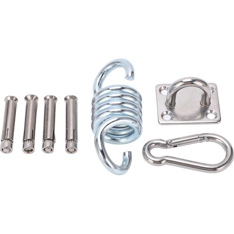 Support de Suspension Hamac avec Boucle Carrée, Vis d'Expansion Acier Ressort et Mousqueton