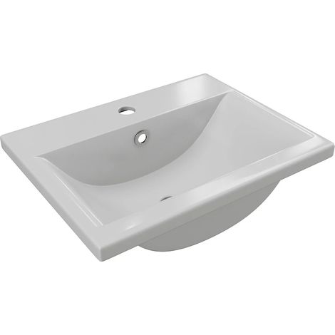 Lavabo per il bagno a semi incasso rettangolare in Ceramica Bianco - YASMAC (1/4)