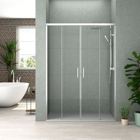 BATHME NIXON Mampara Frontal Ducha 2Fijos+2Correderas Cromo - Medida: 157-162 cms - ref: YA12160000