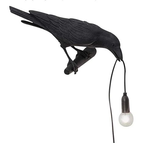 Lampada da parete a forma di corvo, lampada da parete gotica unica a forma di corvo (Lampada da parete nera a sinistra) (1/5)