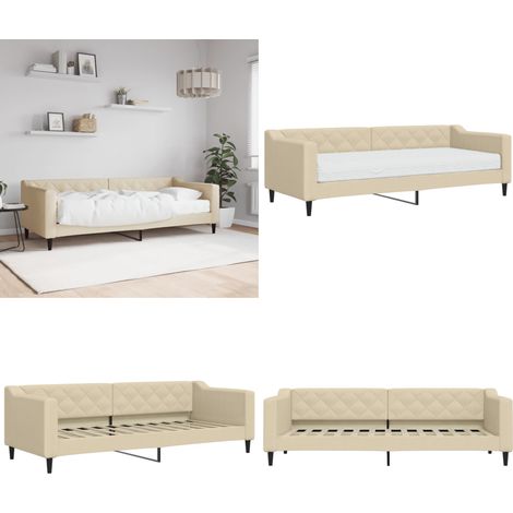 Lit de jour avec matelas crème 80x200 cm tissu - Lit de jour - Canapé (1/5)