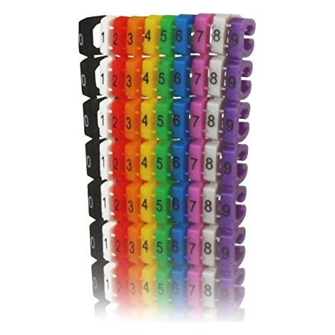 WP Cabling Marcadores de Cable Numéricos de Colores 0-9 WPC-MDA-MARK 5,5 mm - Paquete de 100 Piezas