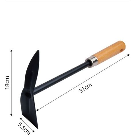 Kleine Hacke mit Holzstiel, Holzblatt und Zunge