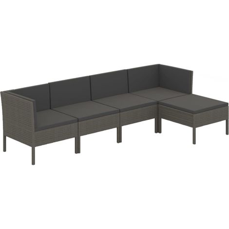 Maison Exclusive - 5-tlg. Garten-Lounge-Set mit Auflagen Poly Rat
