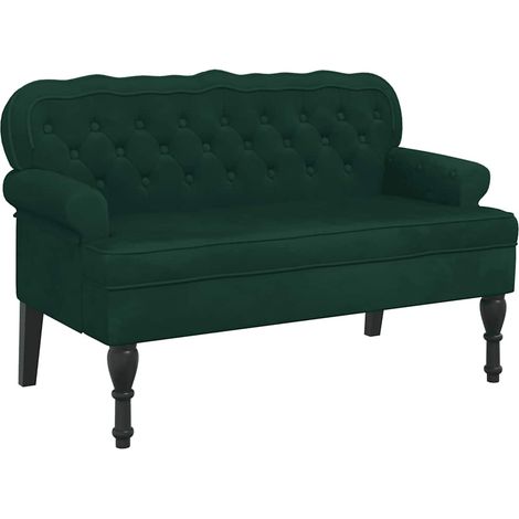 vidaXL Banco con respaldo terciopelo verde oscuro 119,5x64,5x75 cm (1/2)