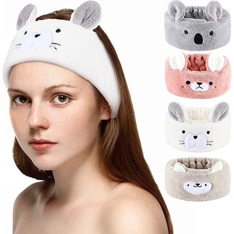 Lot de 4 bandeaux larges pour maquillage et sport, tons neutres assortis