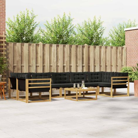 vidaXL Outdoor-Sofagarnitur 8 pcs Weiß und Schwarz 79 x 79 x 37 cm (1/5)