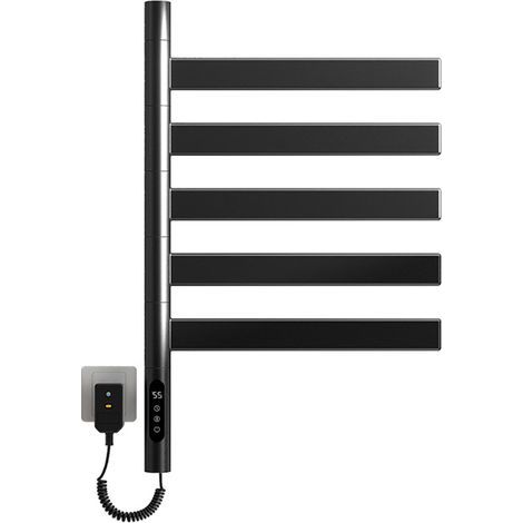 Porta toallas eléctrico giratorio, elimina bacterias y ácaros del polvo, ahorro de energía, secador de toallas eléctrico, calefacción a 360°, negro (1/5)