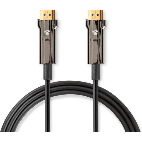 Cable ultra high speed hdmi optico activo con ethernet conector hdmi conector hdmi 8k60hz 48 gbps 500 m redondo pvc negro caja carton