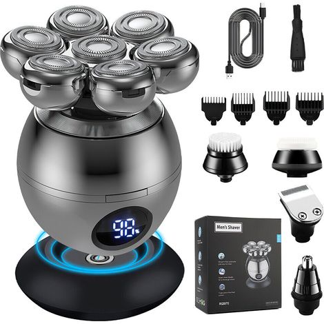 Rasoir Électrique - 7 Têtes de Rasage - Batterie Lithium 90 Min - Étanchéité IPX7 - USB Rechargeable - Pour Homme (1/5)