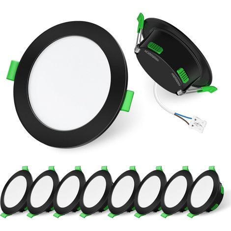 Spot LED Encastrable 7W 230V Dimmable, 3000K 4000K 6500K Couleur Réglable Spot Salle de Bain IP65, Extra Plat 29mm Spot Plafond, Lot de 6, Rond Blanc (1/5)