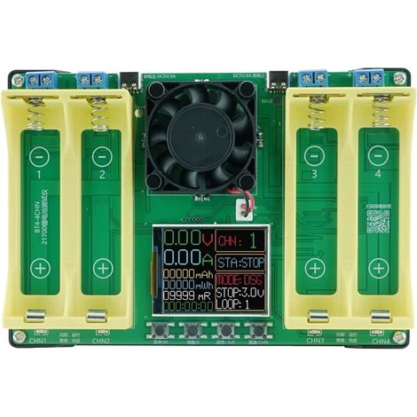 Probador de capacidad de baterías 21700 con pantalla de 1,77", 4 canales - Función de descarga - Módulo de prueba integrado - Detección de resistencia interna (1/5)