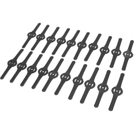 Lot 20 lames de rechange pour coupe-bordure électrique et débroussailleuse à batterie, lames longues en plastique noir, accessoires pour tondeuse et rotofil de jardin (20 pièces par paquet). (1/5)