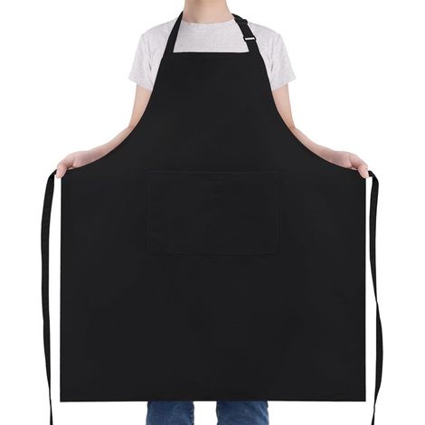 Schürze in Übergröße – 97 x 88 cm – Unisex – Wasserdicht – Mit zwei Taschen – Verstellbarer Nackenriemen – Schürze zum Kochen, Grillen und Arbeiten – Schwarz (1/5)