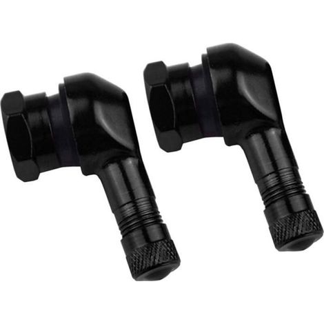 Valve Pneu 90 Degrés Aluminium, Extension Universelle pour Vélo Moto, Adaptateur Tige Pneu, Lot de 2 (Noir) (1/4)