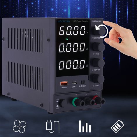 Alimentatore da laboratorio, alimentatore CC, trasformatore stabilizzato, 0-60 V, 5 A, regolabile