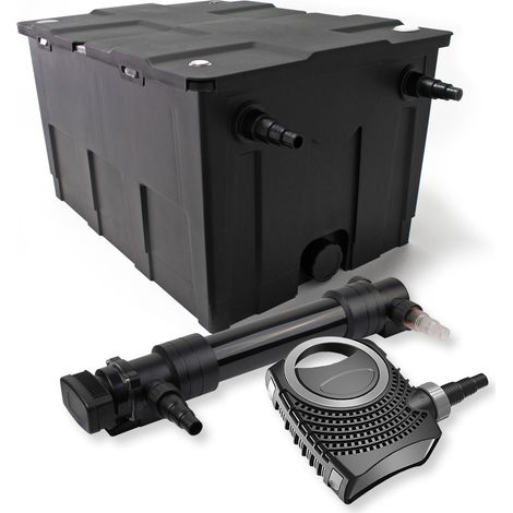SunSun Komplettset: CBF-550 Teichfilter bis 60000 L Teichfilteranlage als Durchlauffilter, CTF-8000 SuperECO Teichpumpe 8000l/h 70W, CUV-636 Teichklärer UVC Klärer mit 36W