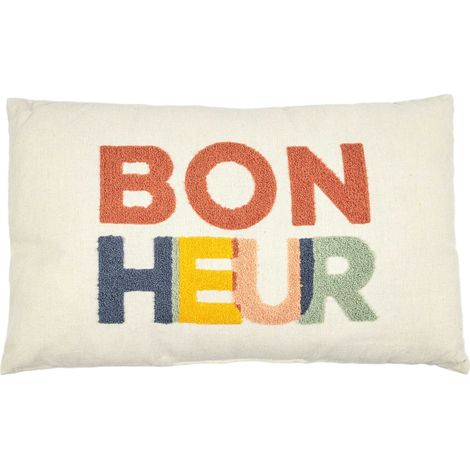 Coussin avec bouclette 30x50cm BONHEUR (1/4)