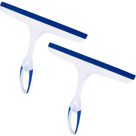 Set mit 2 Fensterabziehern mit rutschfestem Griff, Wischer für Küche, Haushalt, Auto, Badezimmer, Duschspiegel, TPR-Material, 24,5 x 22 cm (2 blaue) (1/5)