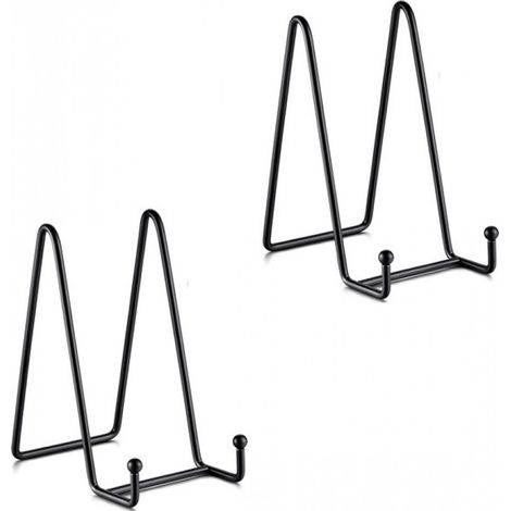 Présentoir à assiettes - Noir - Lot de 2 - Support pour assiettes décoratives - Présentoir à assiettes