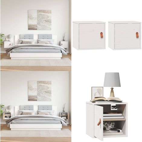 Pensili 2pz Bianchi 31,5x30x30 cm in Legno Massello di Pino - Mobili portaoggetti - Arredamento decorativo