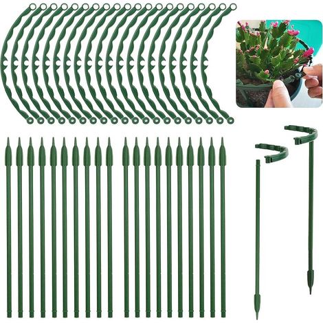 Lot de 20 tuteurs pour plantes grimpantes - 24 x 14 cm, support rond vert, idéal pour fixer les tomates, les rosiers et les pivoines. Favorise la croissance de vos plantes. (1/5)