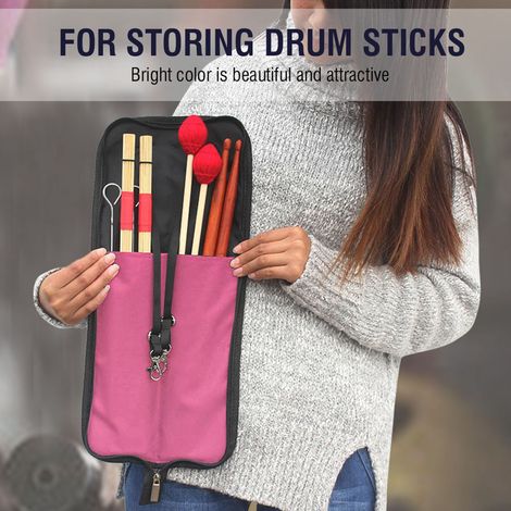 Sac de rangement suspendu pour baguettes de batterie IRIN, sac de transport portable pour baguettes de batterie avec poignée (rose) (1/5)