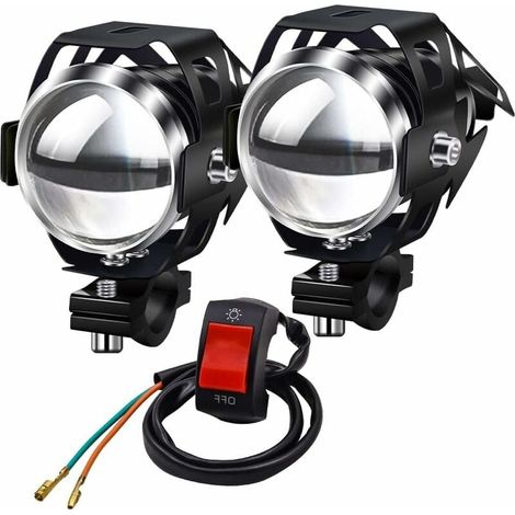 2 projecteurs LED pour moto, phares additionnels anti-brouillard, 10 W, 1800 lm, boîtier aluminium, IP67, -40 °C à 60 °C (1/5)