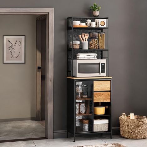 Buffet bois naturel en panneau de particules 60 x 40 x 180 cm (1/5)