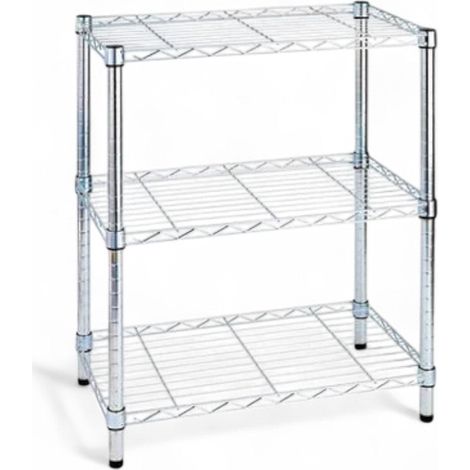 Scaffale in metallo cromato con 3 ripiani dimensioni 60x35x90 cm ideale per casa ufficio e garage portata massima 75 kg per ripiano (1/3)